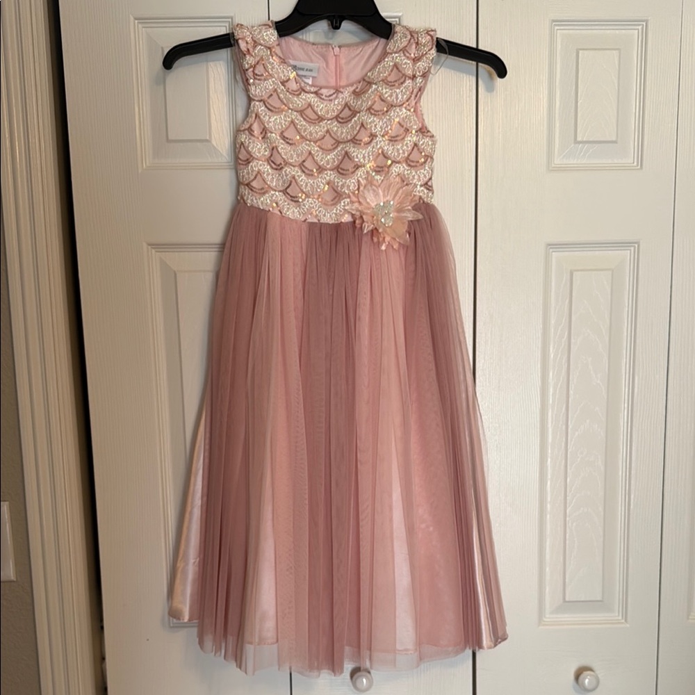 Elegant Pink Sleeveless Kids Dress